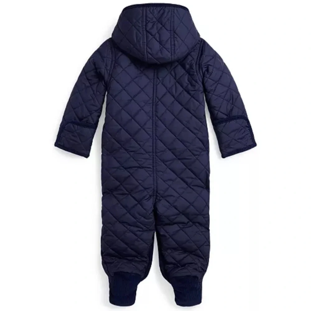 Ralph Lauren water repellent Navy Quilted Baby Snowsuit